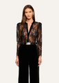 L'agence - Dorothea Velvet Lace Blouse - Black