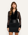 L'agence - Marisol Silk Velvet Bodysuit - Black