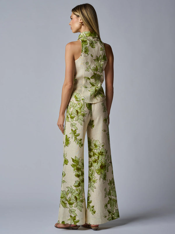 Hevron - Capri Linen Pant - Green Floral