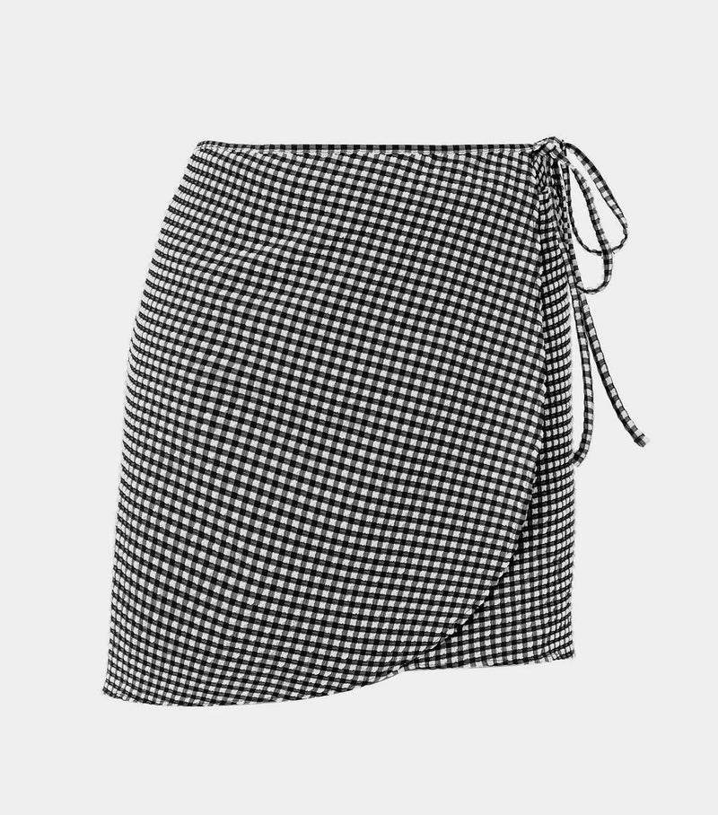 Hunza G - Gingham Seersucker Short Sarong - Black Gingham