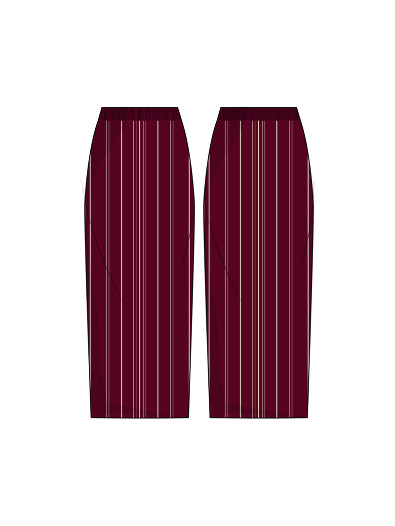 PEONY SKIRT - CRIMSON BEIGE STRIPE