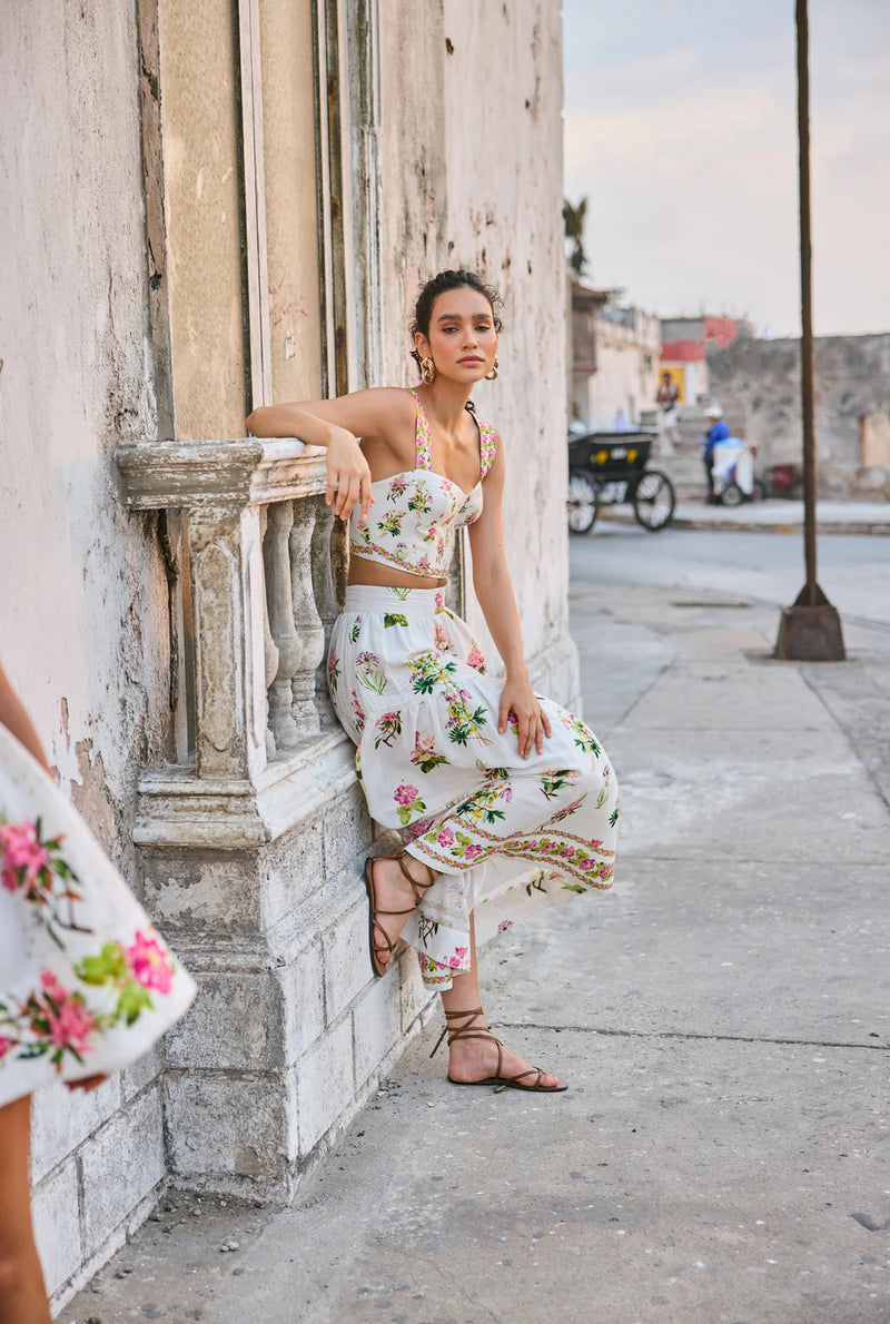 Hemant and Nandita - Midi Skirt - White floral