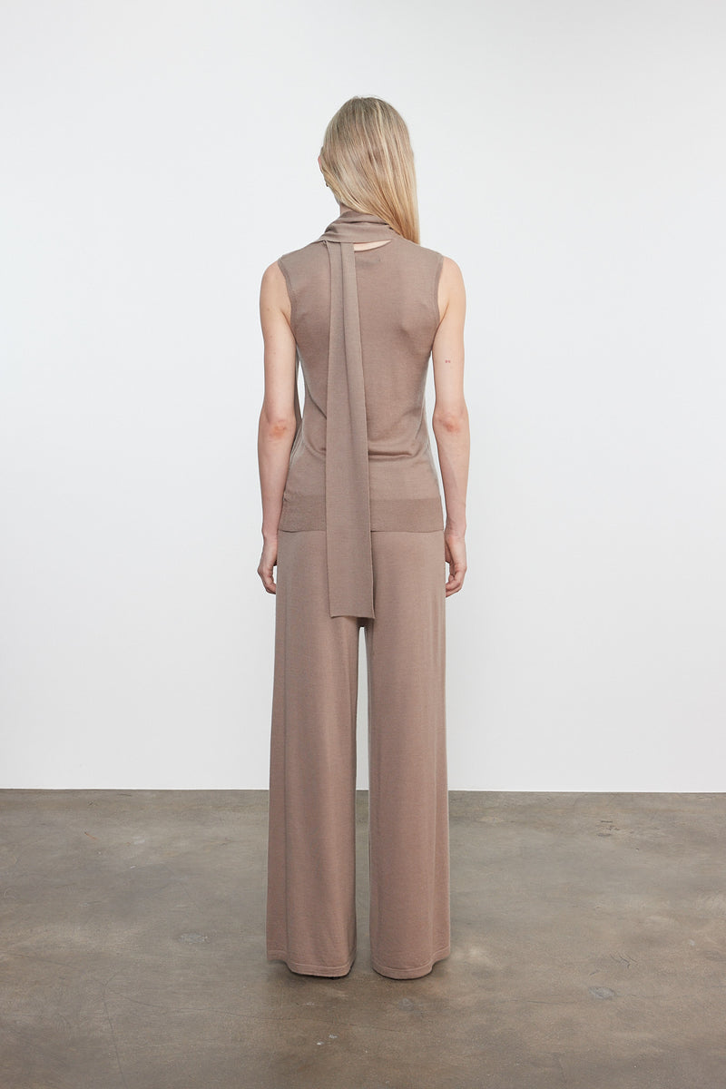 Tissue Cashmere Sleeveless Scarf Sweater