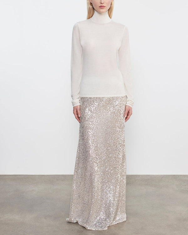 Enza Costa - Sequin Full Length Skirt - Silver