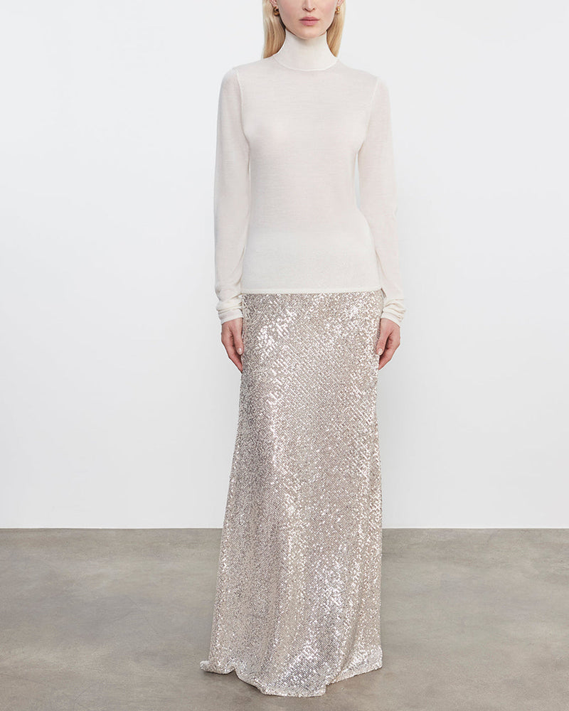 Enza Costa - Sequin Full Length Skirt - Silver