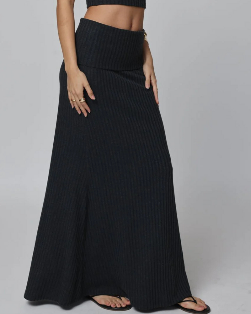 Stillwater - The Hygge Rib Fold Over Skirt - Coal