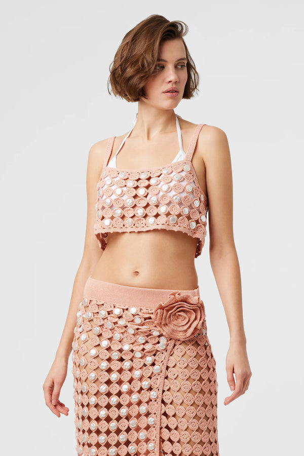 Toccin - Andrea Crochet Pearls Tank - Blush