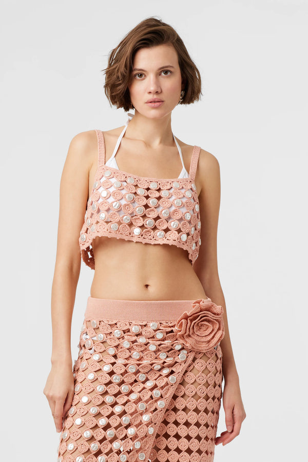 Toccin - Andrea Crochet Pearls Tank - Blush