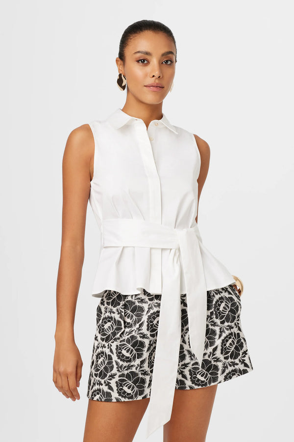 Toccin - Katherine Sleveless Tie Front Top - Optic
