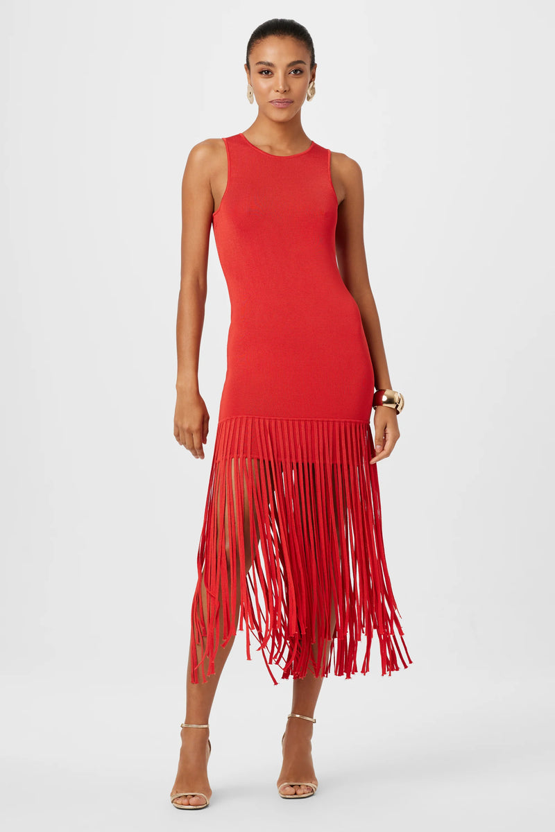 Toccin - Margaux Fringe Knit Dress - Poppy