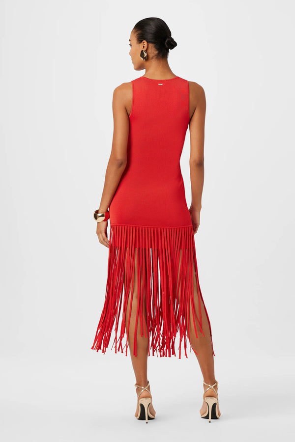 Toccin - Margaux Fringe Knit Dress - Poppy