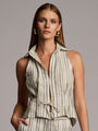 SLOAN STRIPED VEST  - SAGE STRIPE