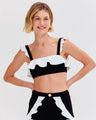Patbo - Merian Knit Flutter Color Block Bikini Top - Black
