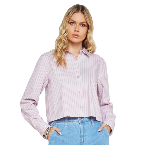 L’agence - COSETTE CROP SHIRT - PINK/PISTACHIO STRIPE