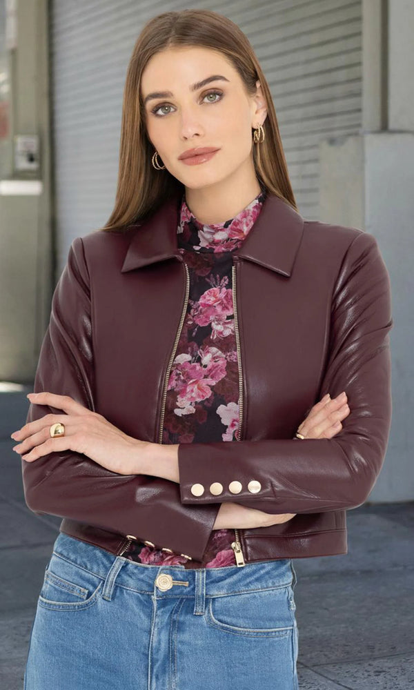Generation Love - Lola Vegan Leather Jacket - Cabernet