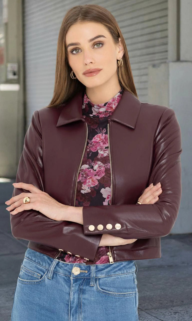 Generation Love - Lola Vegan Leather Jacket - Cabernet
