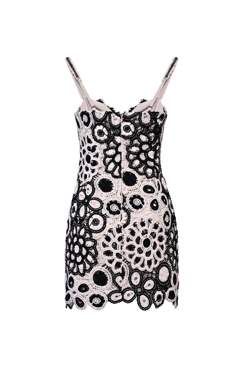 Patbo - Coral Crochet Mini Dress - Black/White