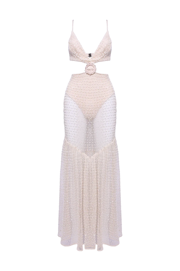 Patbo - Crochet Bloom Cut Out Beach Dress - Off White