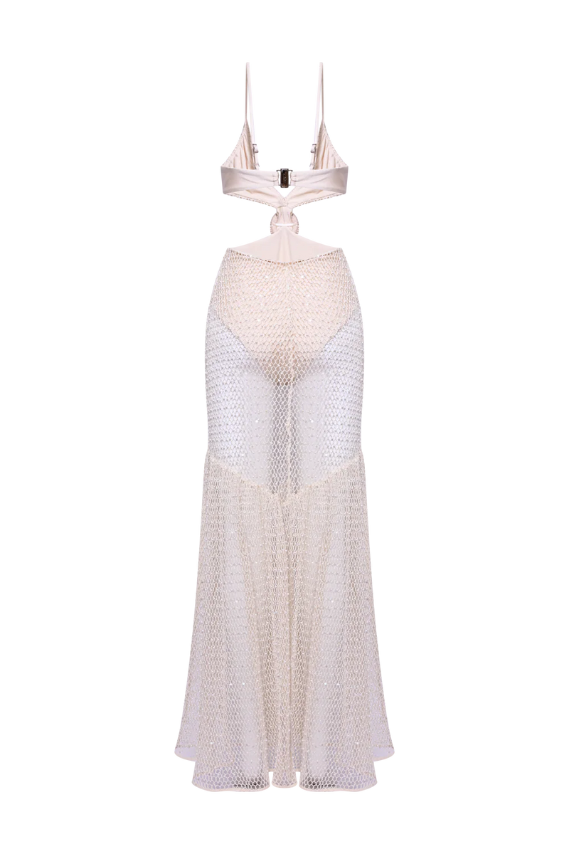Patbo - Crochet Bloom Cut Out Beach Dress - Off White