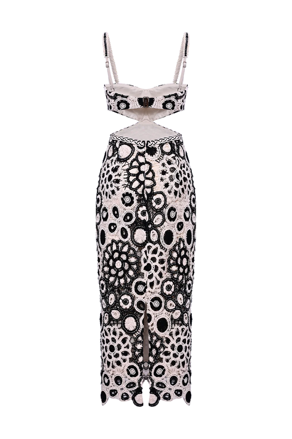 Patbo - Coral Crochet Cutout Midi Dress - White