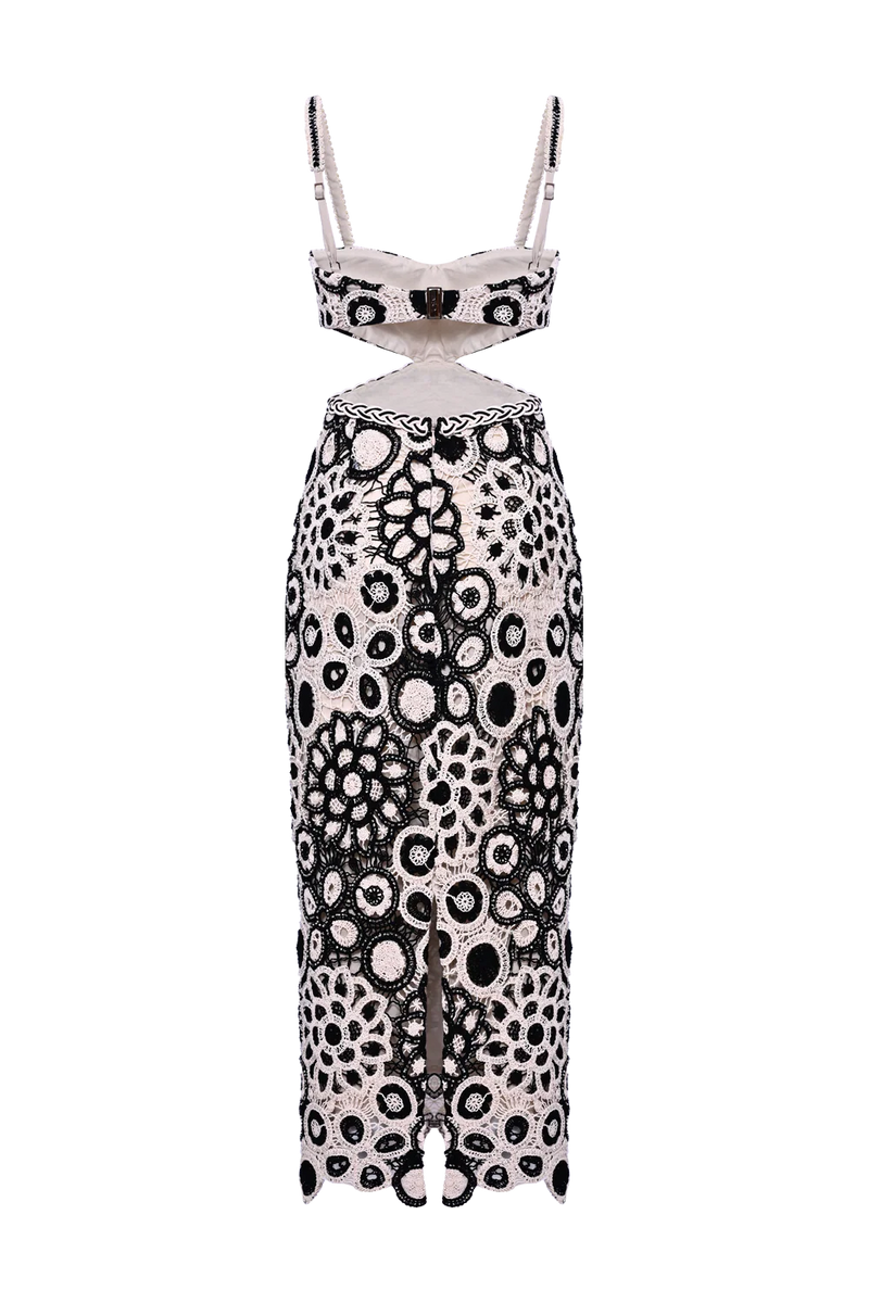 Patbo - Coral Crochet Cutout Midi Dress - White