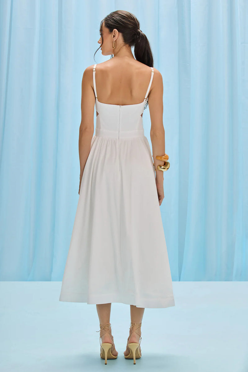 patbo white dress PatBO Seaweed Shell Embroidered Midi Dress - Off White