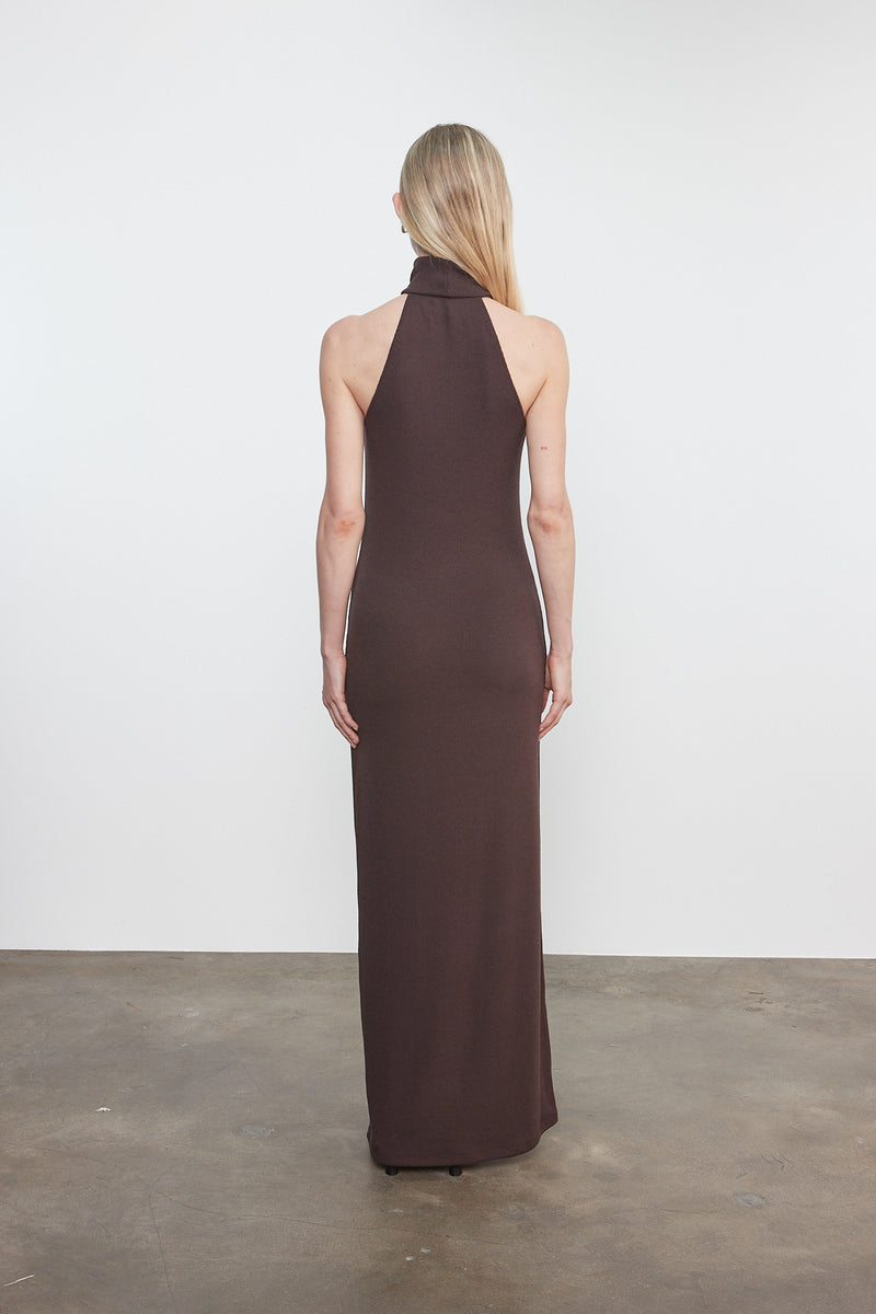 Enza Costa - Knit Halter Turtleneck Fluid Dress