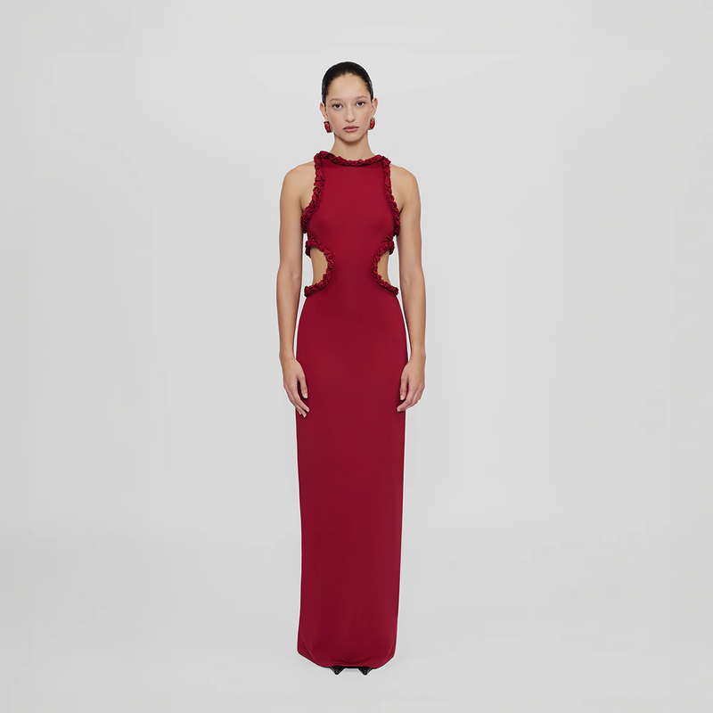 maygel coronel red dress Maygel Coronel CelosA One-Shoulder AppliquD Midi Dress In Red - 50% Off