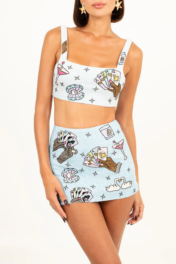 Oceanus - Vegas Crop Skirt - Blue