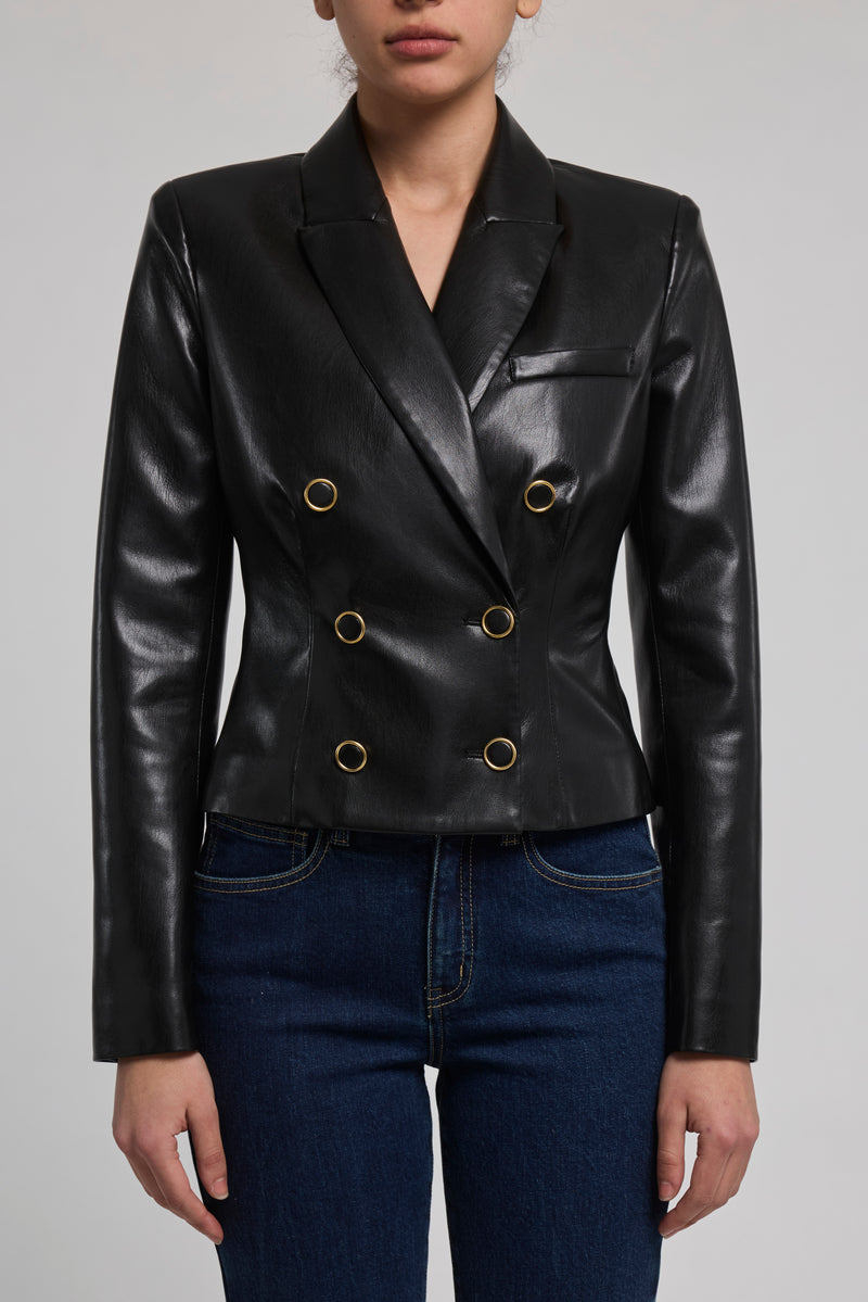 Generation Love - Aytul Vegan Leather Blazer - Black