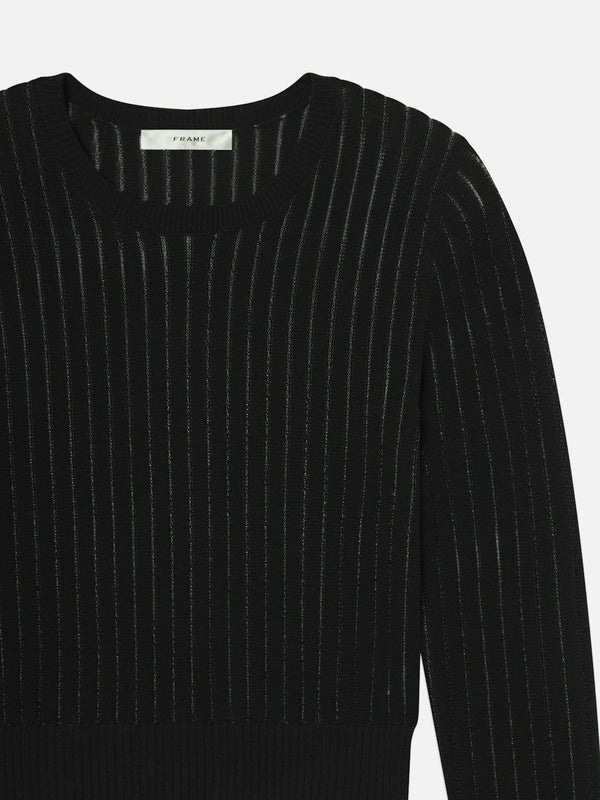 Frame - The Sheer Stripe Sweater - Black