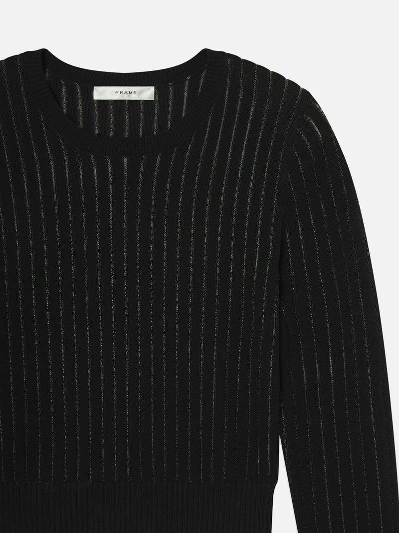 Frame - The Sheer Stripe Sweater - Black