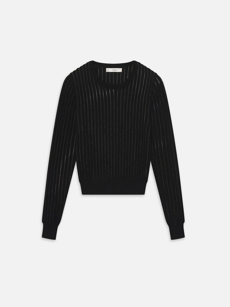 Frame - The Sheer Stripe Sweater - Black