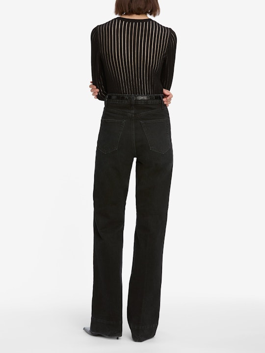 Frame - The Sheer Stripe Sweater - Black