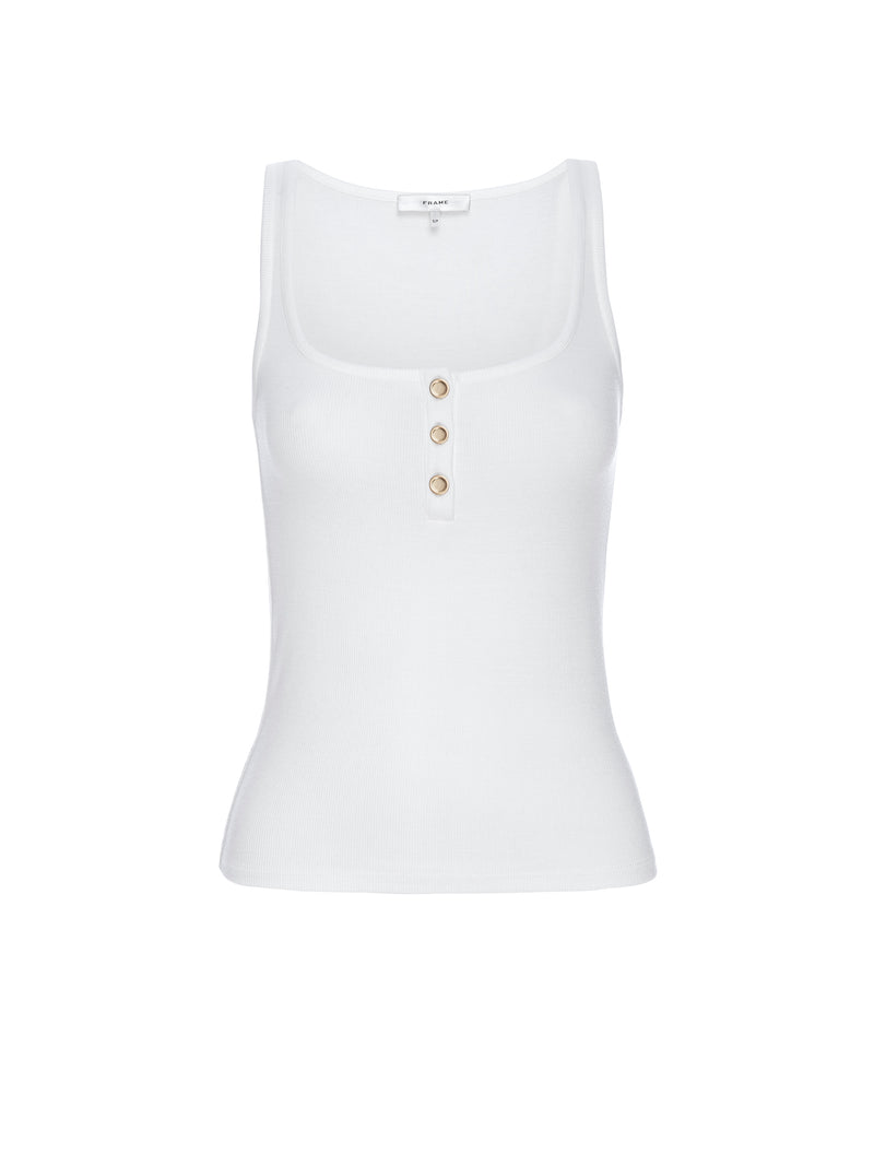 Frame - Rib Scoop Button Tank - White