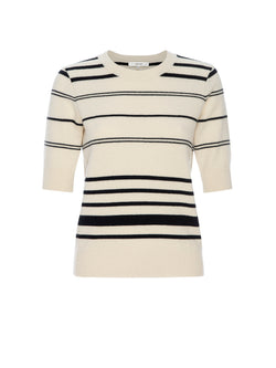 Frame - Striped S/S Sweater - Cream Multi