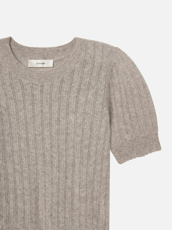 Frame - The Ladder Pointelle Sweater - Light Heather Grey