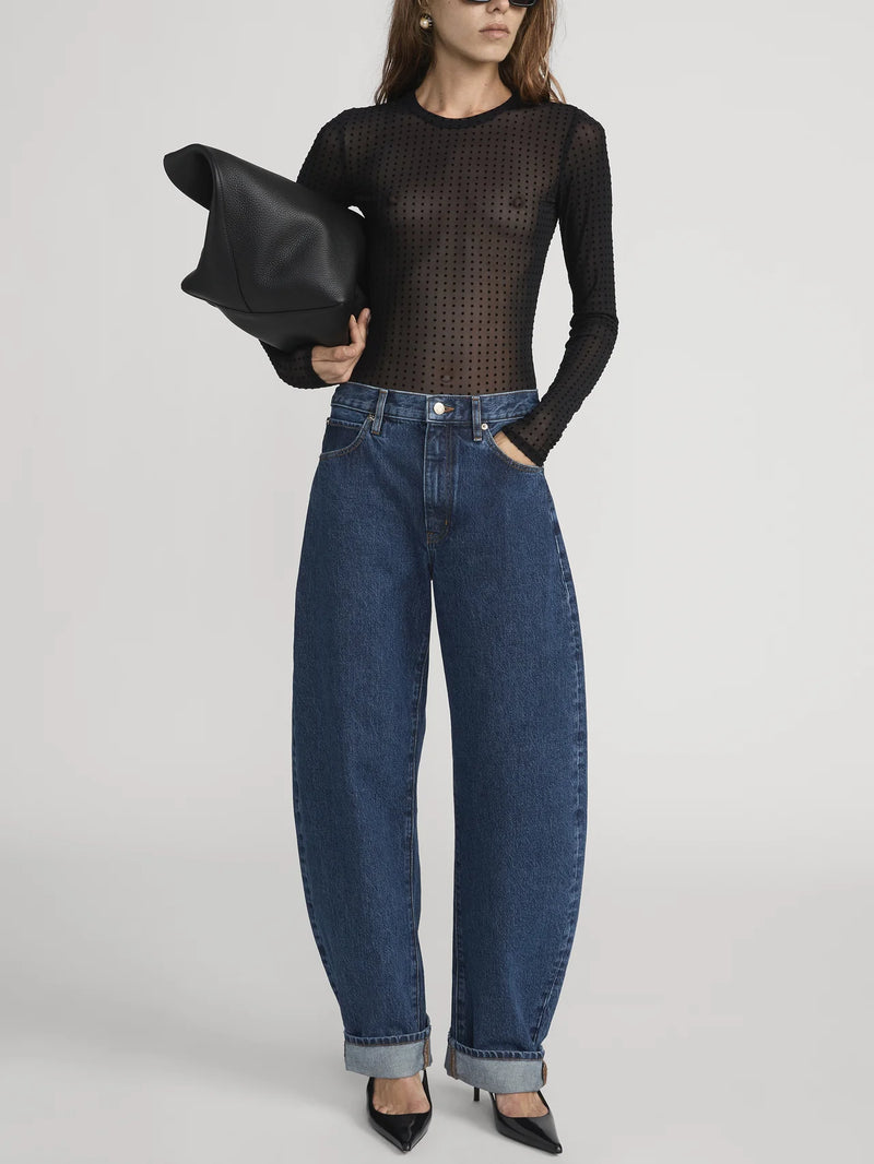 Frame - The Mesh Polka Dot Top - Black