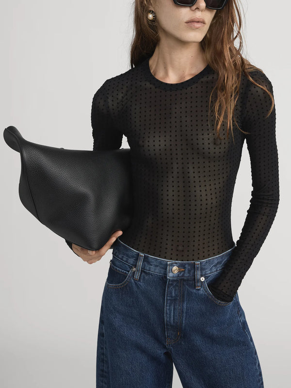Frame - The Mesh Polka Dot Top - Black
