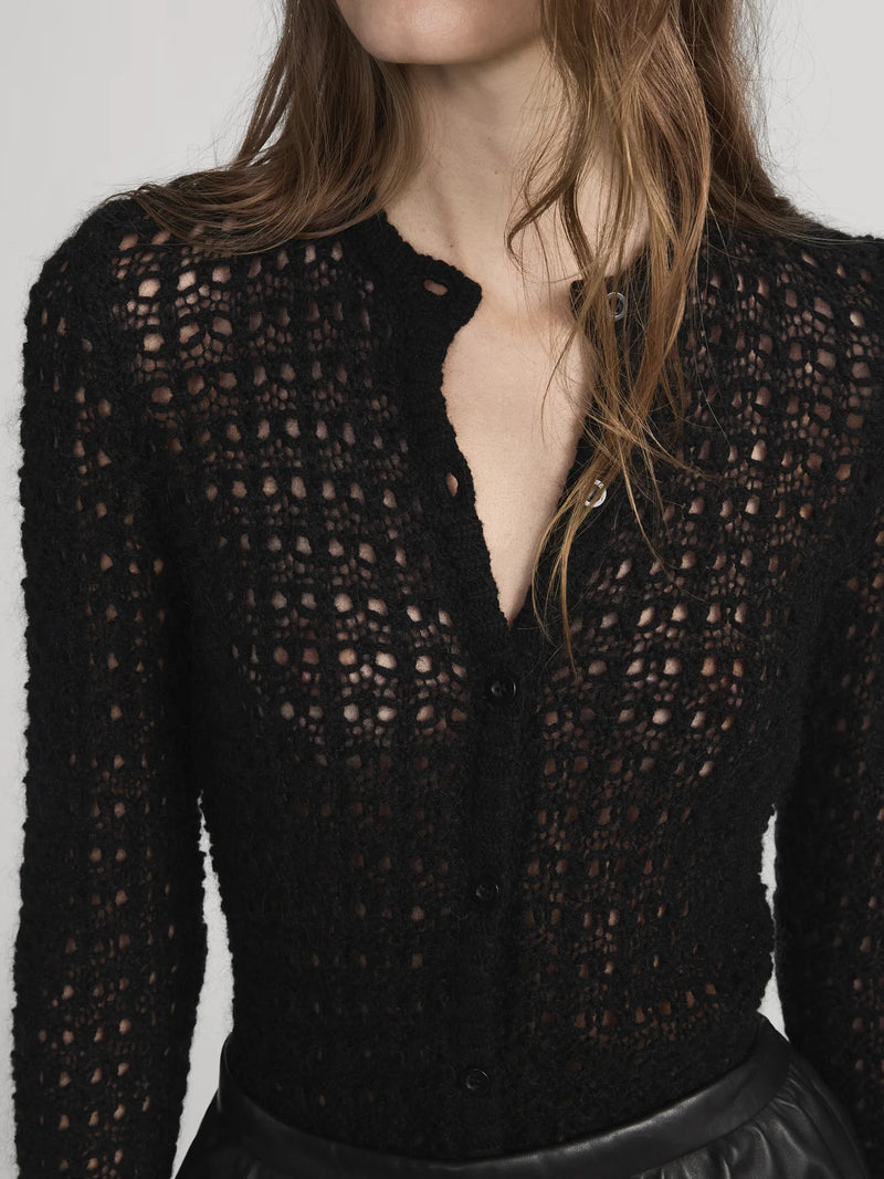Frame - The Open Knit Cardi - Black