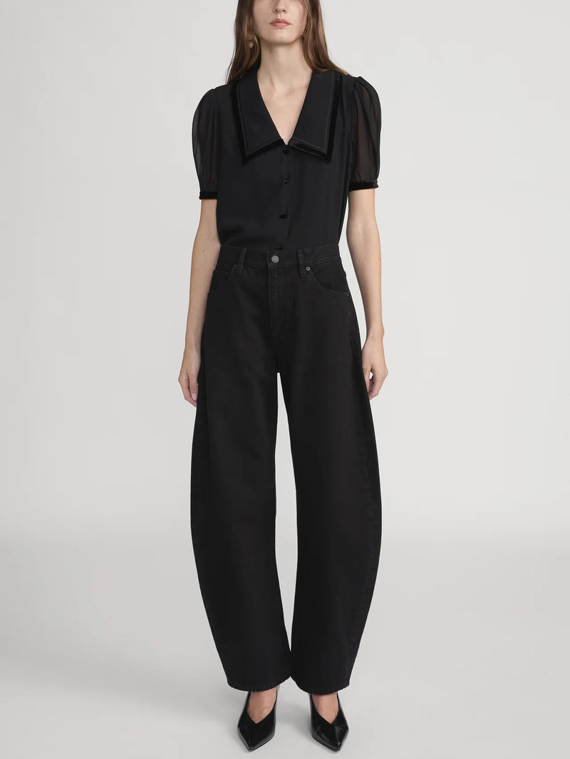 Frame - The Velvet Trim Sailor Blouse - Black