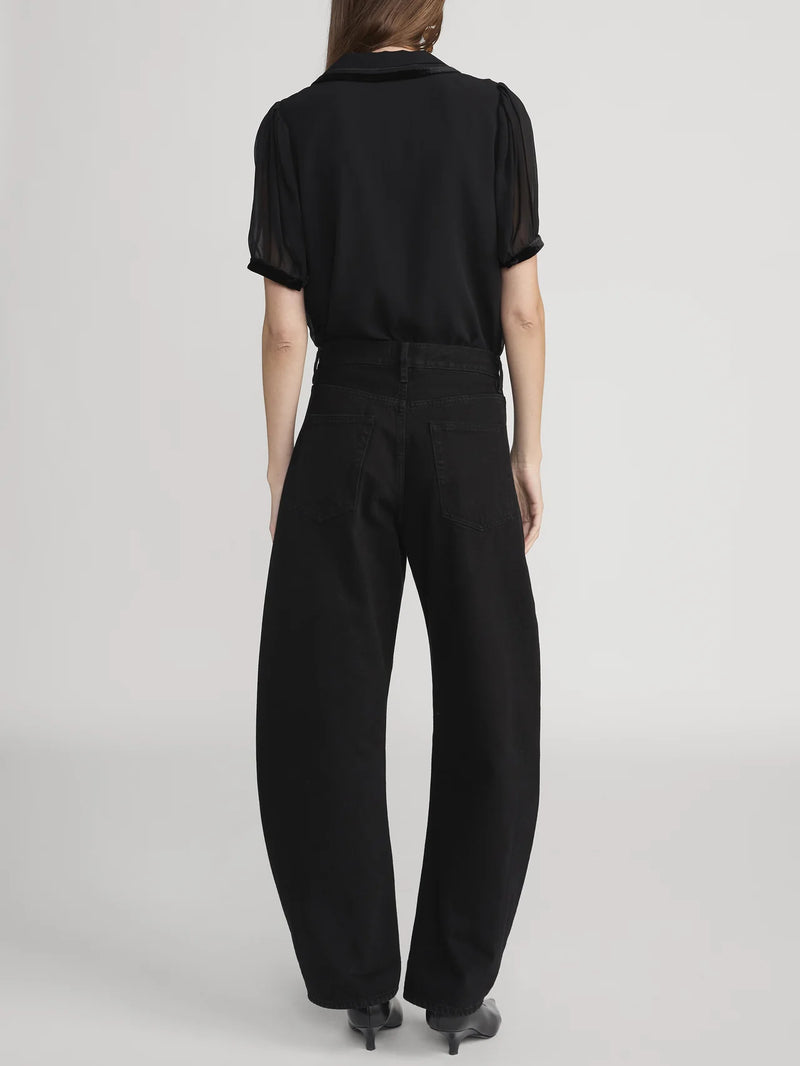 Frame - The Velvet Trim Sailor Blouse - Black