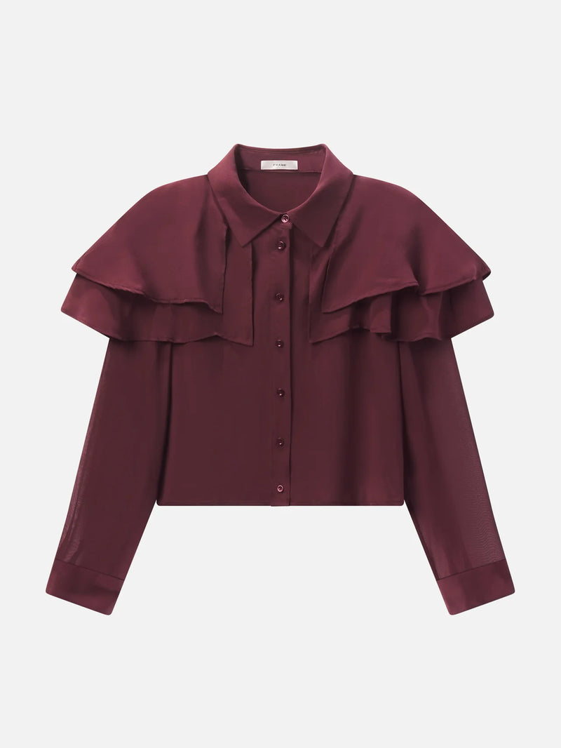Frame - The Silk Cape Blouse - Cabernet