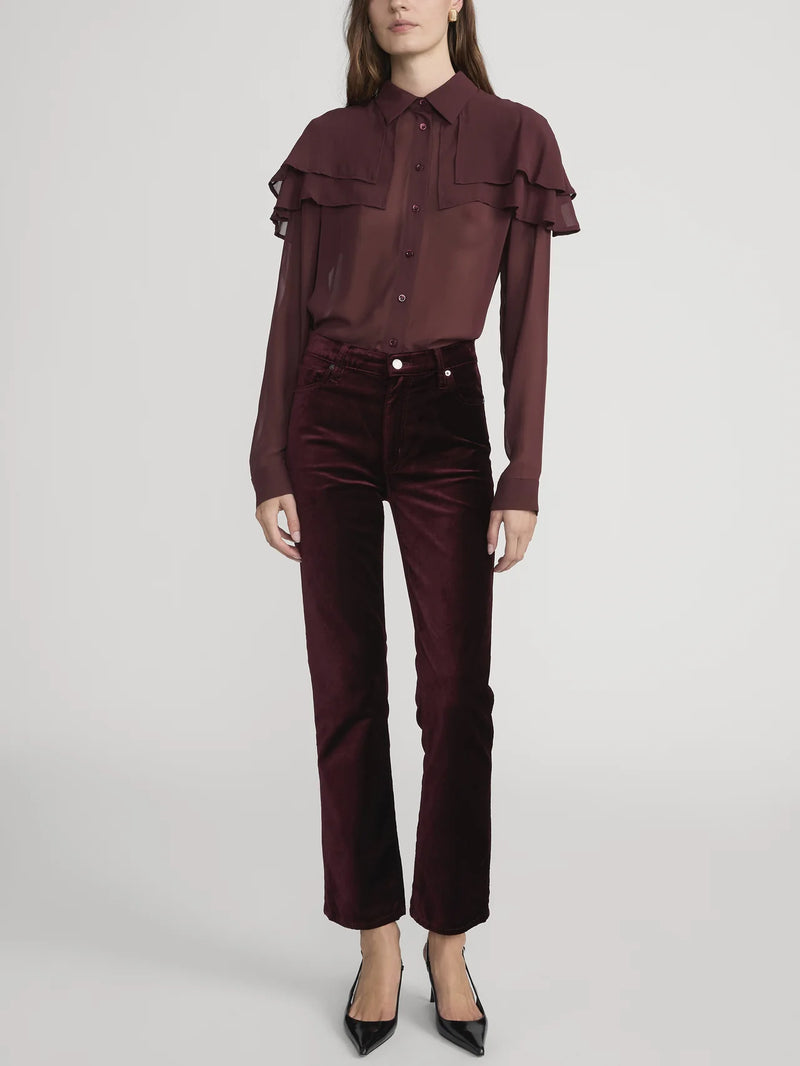 Frame - The Silk Cape Blouse - Cabernet