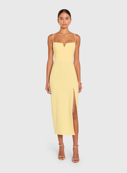 Amanda Uprichard Lyra Midi Dress in Yellow