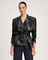 Cinq á Sept - Vegan Leather Short Yates Trench - Black