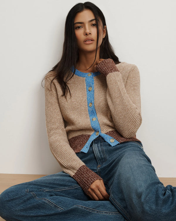 Veronica Beard - Ibra Merino Wool-Blend Cardigan - Oatmeal Multi