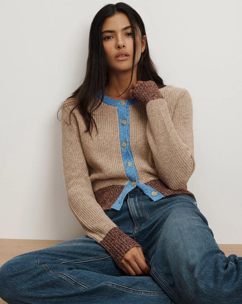 Veronica Beard - Ibra Merino Wool-Blend Cardigan - Oatmeal Multi