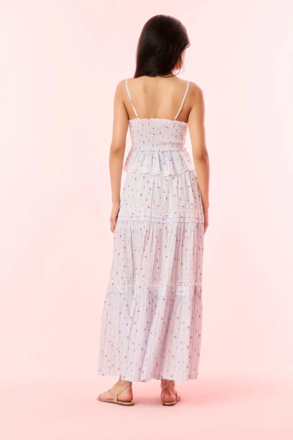 Loveshackfancy - Phia Cotton Mixed Print Maxi Skirt - Coastline Blue