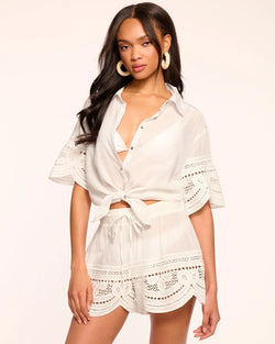Ramy Brook - Shamaya Short Sleeve Coverup Top - White